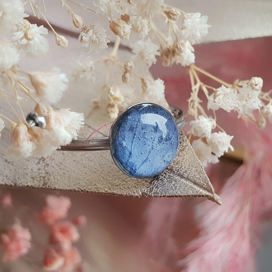 Pierścionek hortensja stal nierdzewna Jaskółcze ziele handmade 