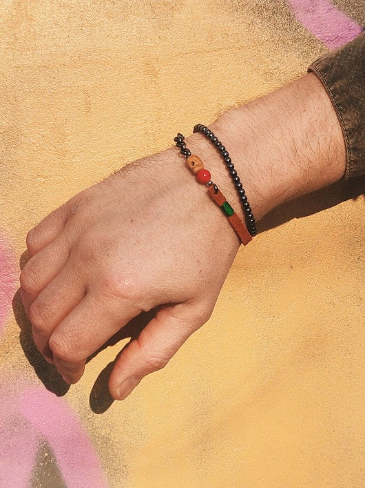 biżuteria męska Czaszka z kości. zestaw  bransolet gunmetal