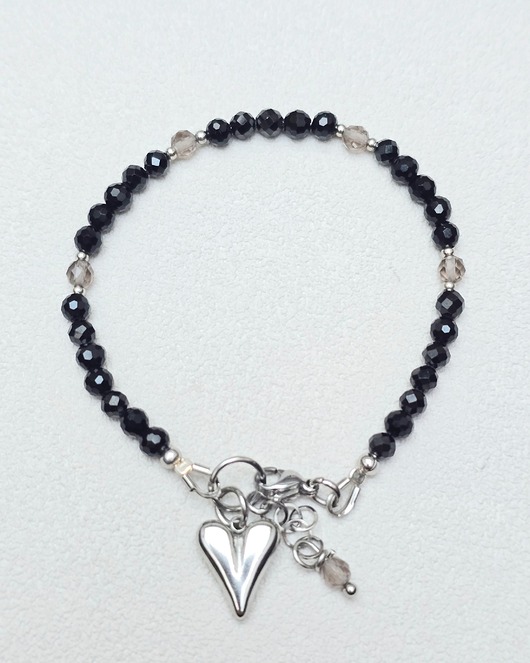 bransoletki z kamieni naturalnych Bransoletka Spinel & Kwarc z Serduszkiem