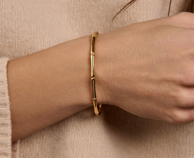 bransoletki złote Złota bransoletka obręcz "Bamboo" - srebro 925 pozłacane