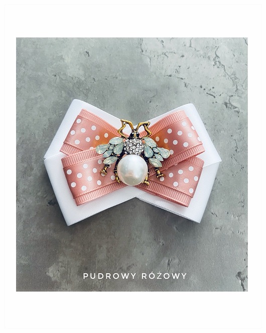 broszki Brosza Pink Peach   z Robalem z kryształków