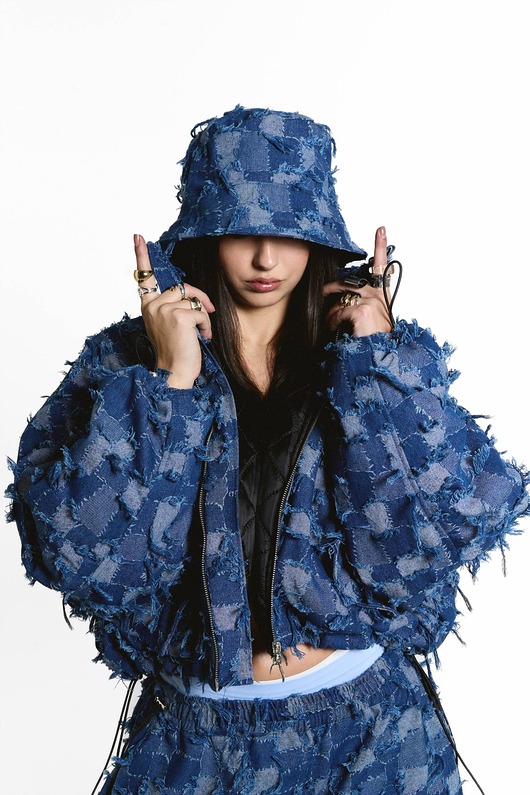 czapki damskie Patchwork denim bucket hat