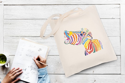 Torba bawełniana - Zebra (kolorowa) AllbagAllprints