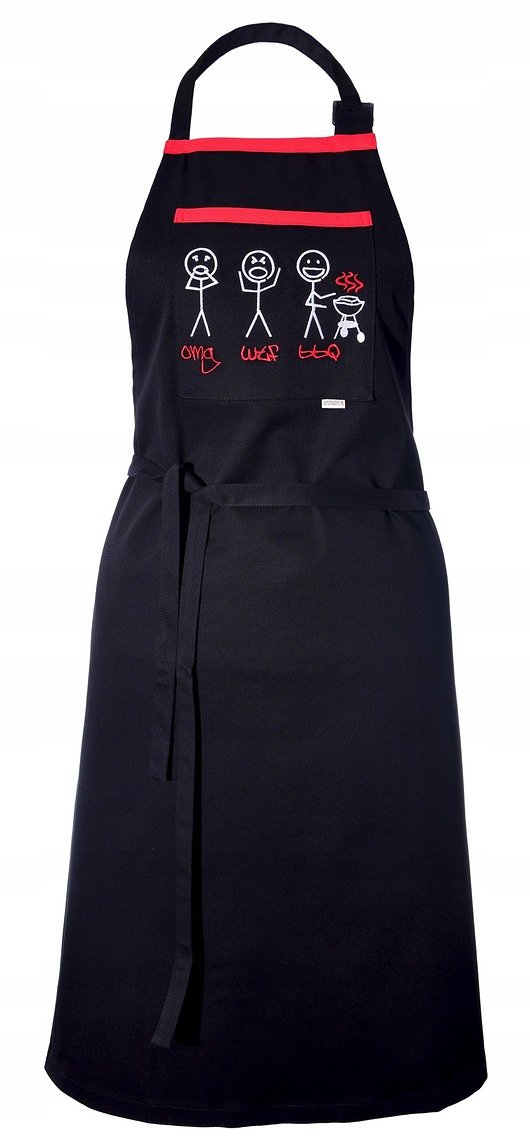 fartuchy kuchenne Fartuch Kuchenny CZARNY bawełniany haftowany OMG WTF BBQ EXTRA PREZENT