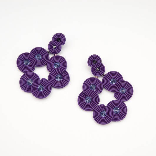 kolczyki soutache Fioletowe kolczyki sutasz - duże, nowoczesne
