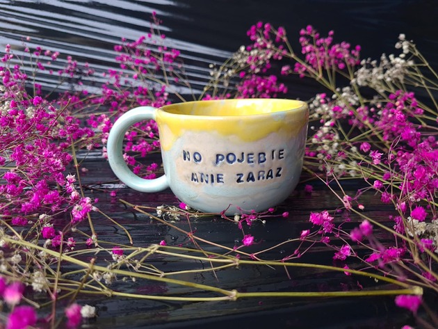 kubki Kubek ceramiczny z napisem "No pojebie mnie zaraz"