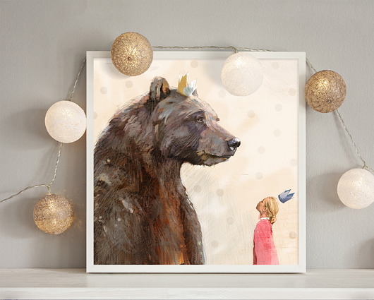 Obraz na płótnie "KSIĘŻNICZKA I MIŚ" 50x50 cm Krzanoo