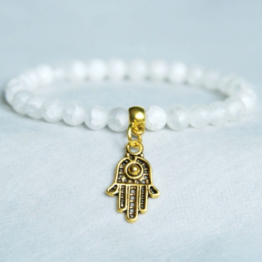 filigranowa .. matowy kwarc lodowy & hamsa kaktusia