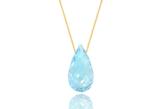 złote naszyjniki Colare Topaz Sky Blue Kropla złoto 585