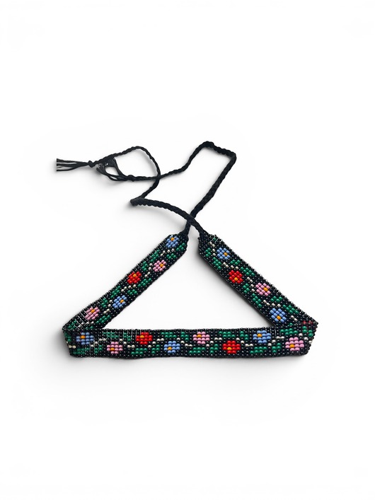 chokery Choker z koralików w kwiatowy wzór