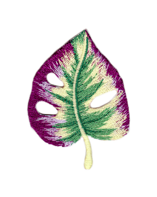 naszywki na ubrania Naszywka naprasowanka MONSTERA FIOLETOWA termo haft 5,5x7,5cm