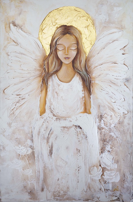 obrazy Anioł na płótnie, ręcznie malowany 40x60 cm Twoja dedykacja