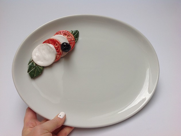 Talerz ozdobny MOZZARELLA półmisek CeramikaAkme