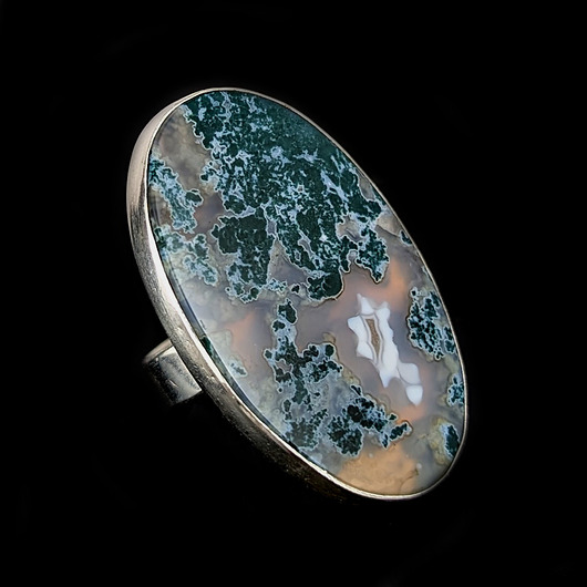 pierścionki srebrne Pierścionek roślinnik- agat mszysty