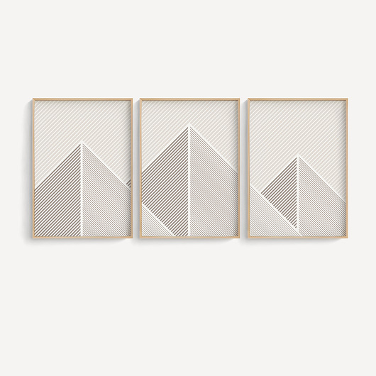 plakaty Zestaw plakatów w stylu skandynawskim, góry, abstrakcja geometryczna.