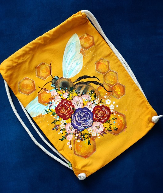 plecaki Worek - plecak  ręcznie malowany PSZCZOŁA