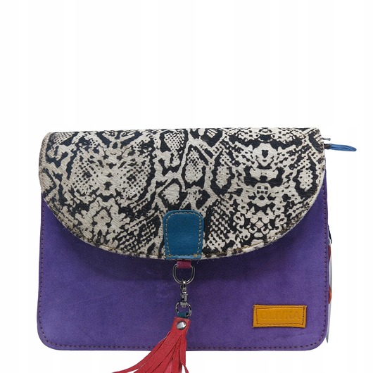 torby na ramię Torebka klasyczna damska zamszowa odpinany chwost brelok OLIVKA