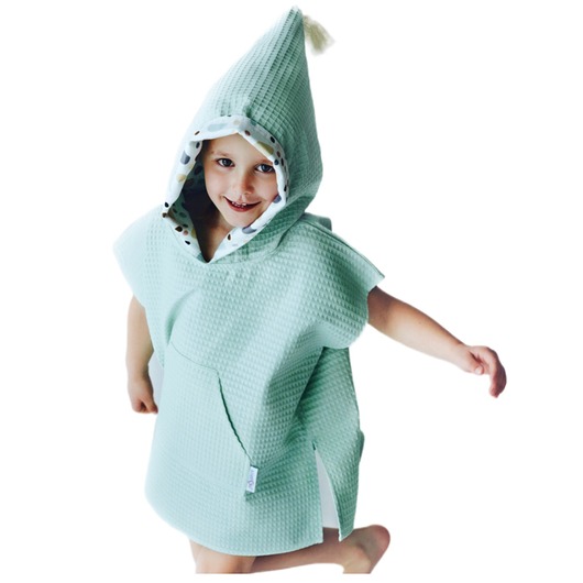 przewijaki i ręczniki dla dzieci Ponczo Kąpielowe Bawełniane z Kapturem Muślinowym MINT od BabyU