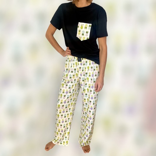 piżamy damskie Spodnie unisex do spania bokserki ANANASY