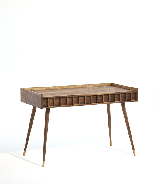 Biurko orzechowe z dwiema szufladami. Mid Century Pokojscy Studio