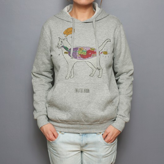 bluza z kapturem I'm a cat person SzaraBluza