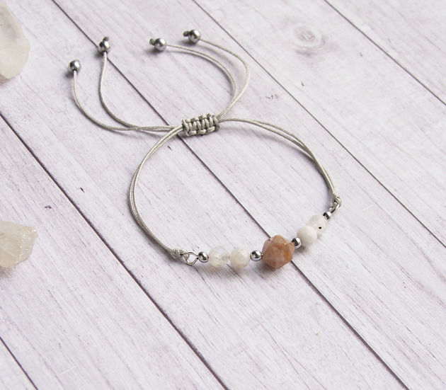 bransoletki z kamieni naturalnych Amulet - kamień słoneczny & księżycowy