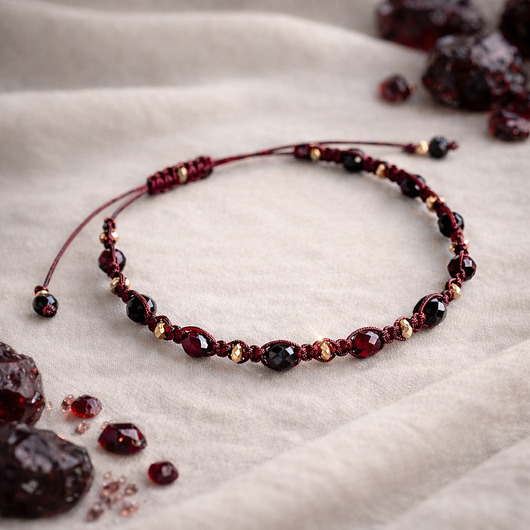 bransoletki z kamieni naturalnych Bransoletka "Cherry Wine" z granatem i onyksem