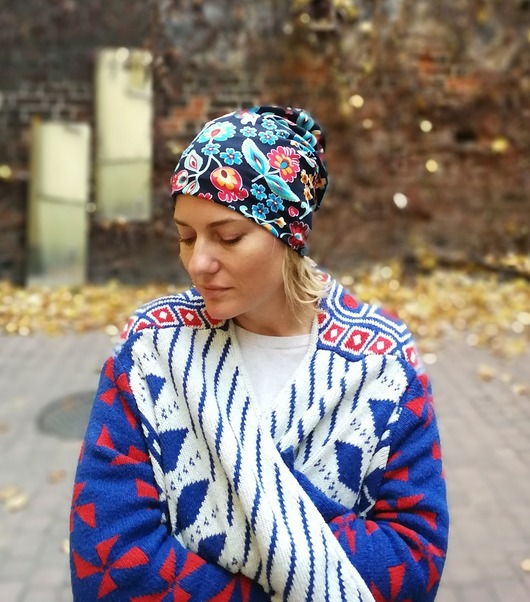czapki damskie czapka dzianinowa damska dresowa etno  folk
