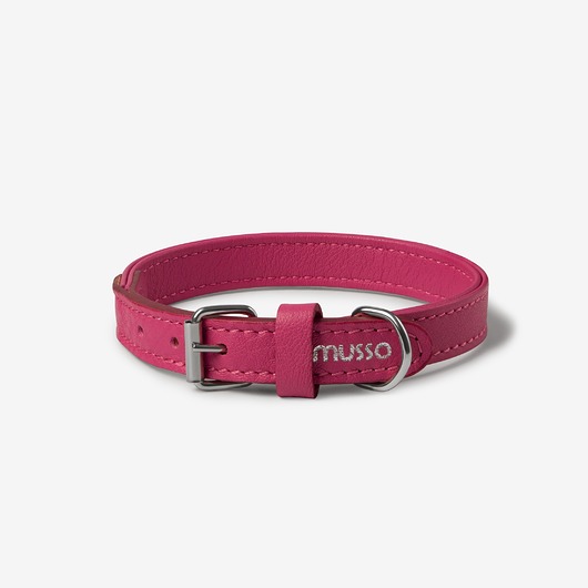 smycze i obroże dla psów i kotów Obroża skórzana Musso Vivo Fucsia