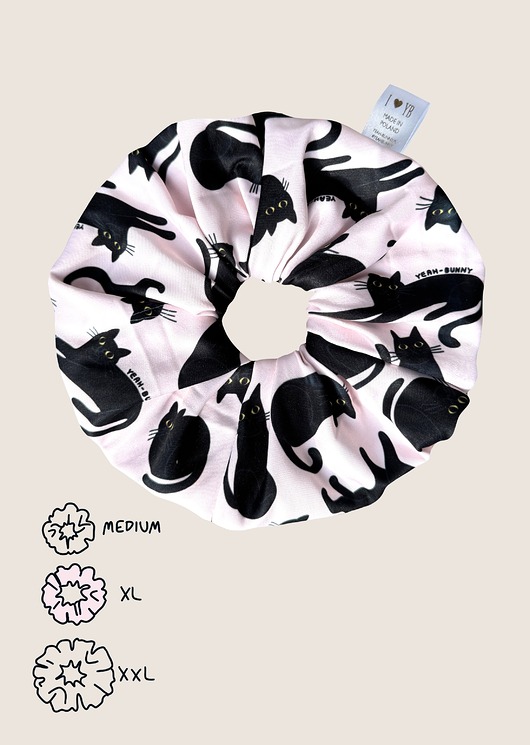 gumki do włosów Scrunchie XXL -  Black Cats