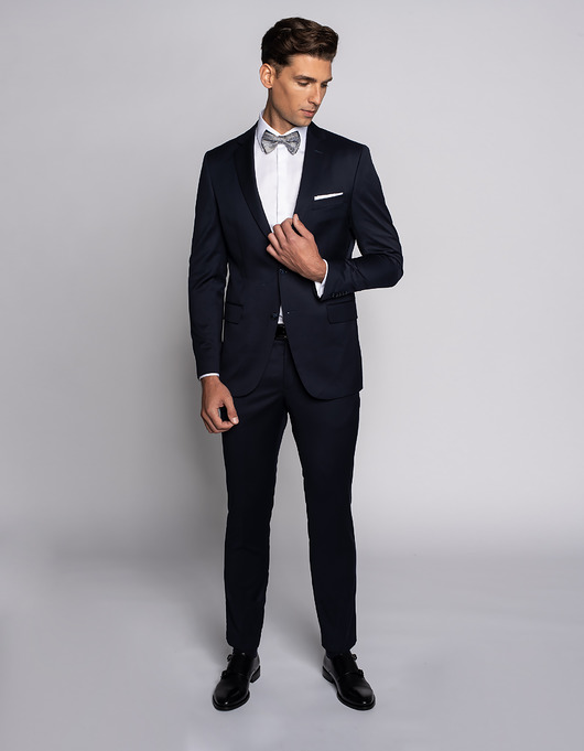 marynarki męskie Garnitur męski monopoli granatowy slim fit