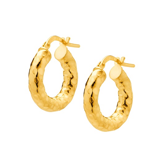 kolczyki pozłacane Młotkowane pozłacane kolczyki koła RARE