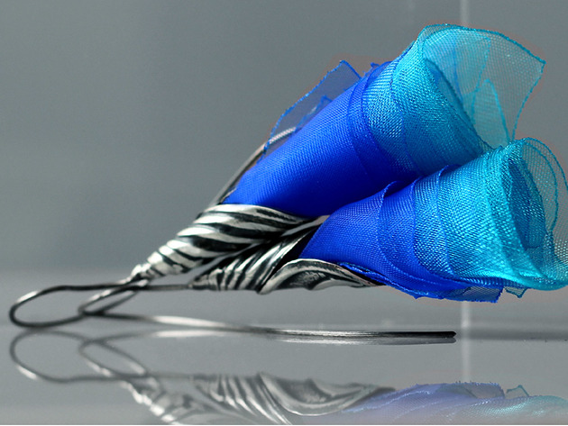 kolczyki wire wrapping Odjazdowe kolczyki kwiaty kobalt turkus