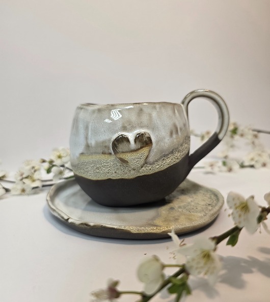 filiżanki Unikatowy zestaw ślubny z  paterą "Dotyk Ziemi "