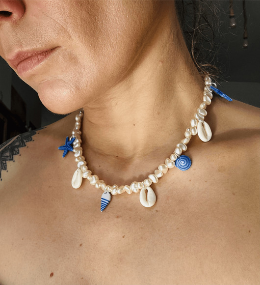 naszyjniki - inne Ocean Stories naszyjnik z perełkami i muszelkami w stylu nadmorskim