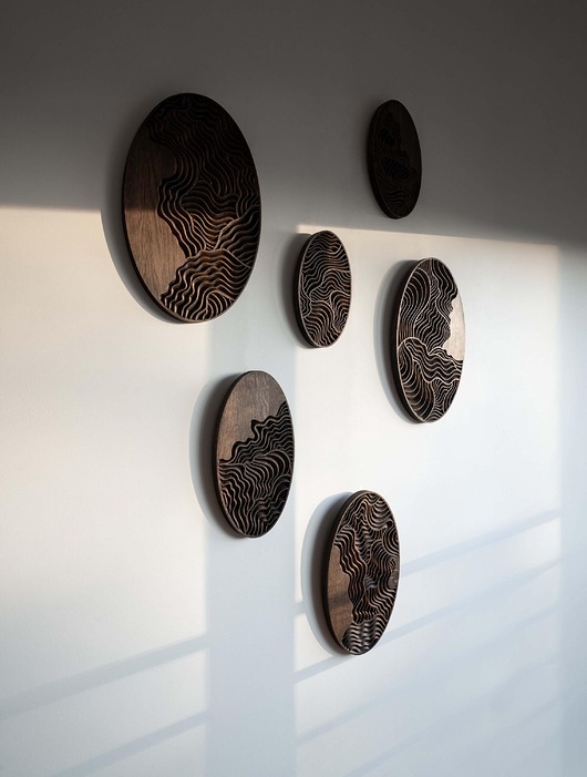 Ozdoby na ścianę Zestaw paneli ściennych Drift in Aether - lity dąb