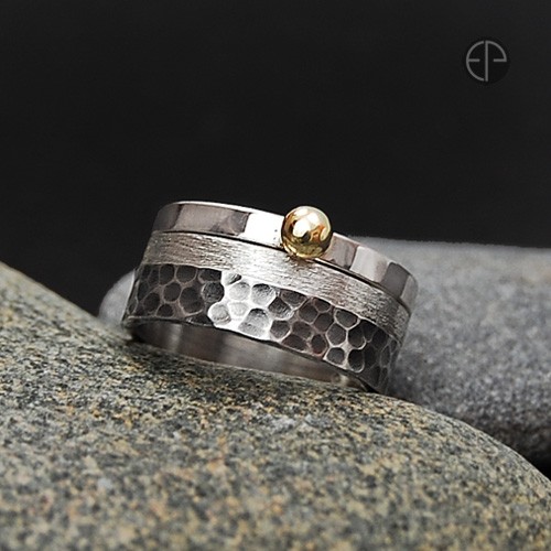 Trio -satynowana,młotkowana i mosiężna kuleczka MAREMI Jewelry