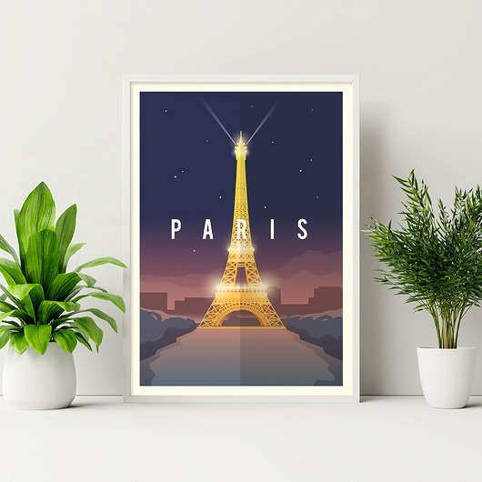 Plakat podróżniczy Wieża Eiffla - Paryż/Paris trochę na ścianę