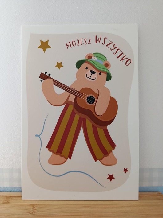 obrazy i plakaty do pokoju dziecięcego Miś z gitarą Możesz wszystko