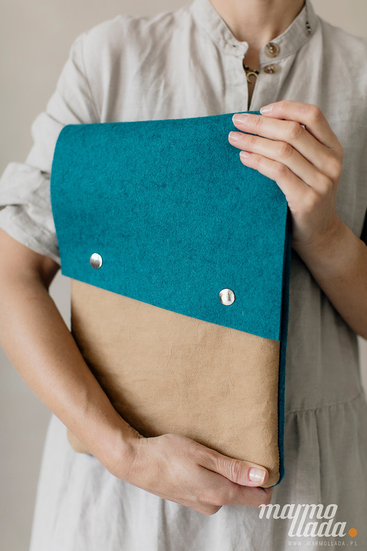 etui na laptopa Marmollada - etui filcowe MACBOOK 13" turkus + B
