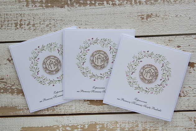 zaproszenia na komunię Ręcznie robione zaproszenia komunijne z personalizacją