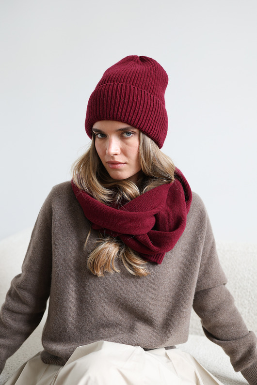 szale damskie Szalik Merino & cashmere bordowy