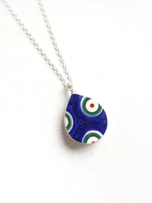 naszyjnik Bolesławiec dwustronny biżuteria z talerzy