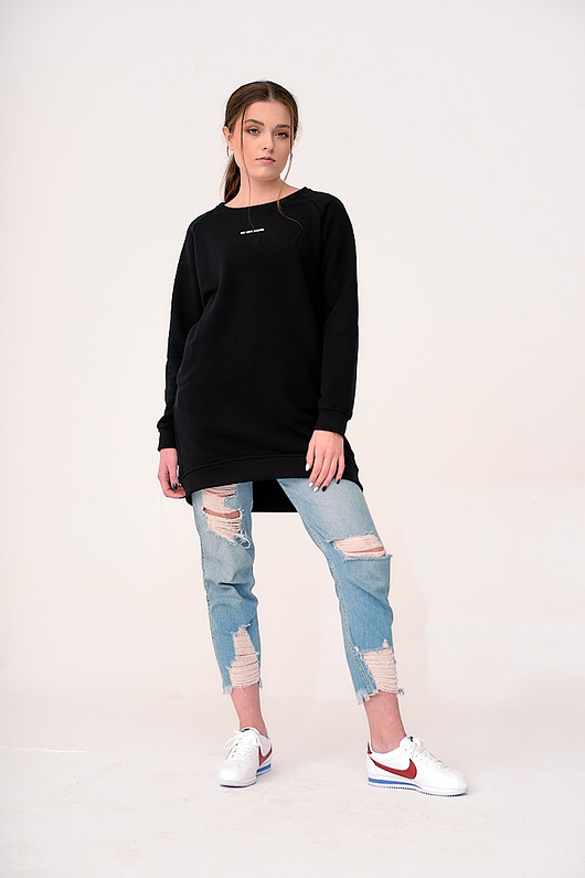 bluza bez kaptura damska Crew Neck Black