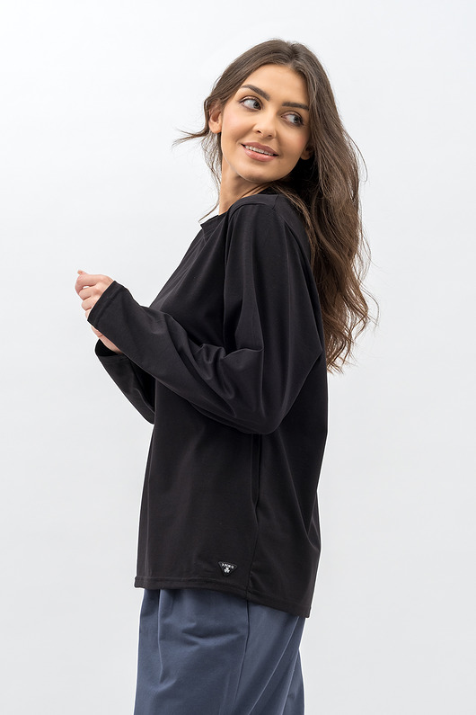 bluzki z długim rękawem damskie Longsleeve ,, LILY"  czarny