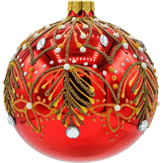 ozdoby choinkowe Bombki okrągłe czerwone: złota gałązka