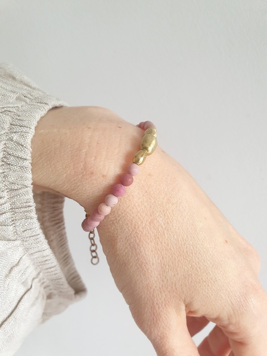 bransoletki z kamieni naturalnych Bransoletka ZEN rodonit, mosiądz