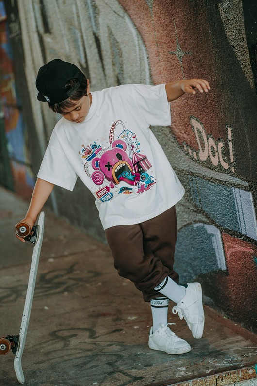 t-shirty dla chłopców T-shirt oversize Teddyland biała dziecko