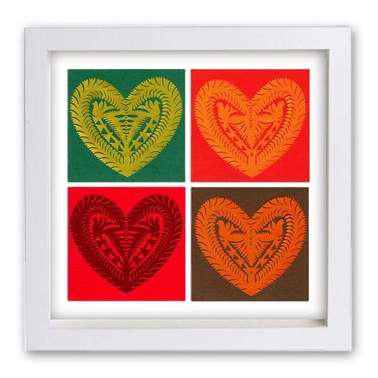 inne MIX serduszek (handmade Art Papercut)_Kurpie Region