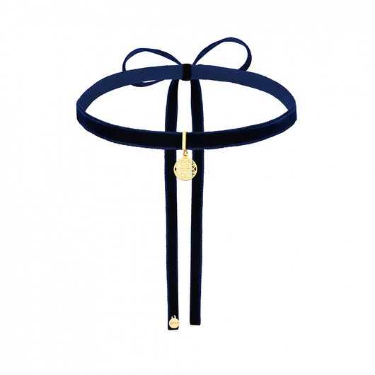 Granatowy choker ze złotą rozetą SOTHO